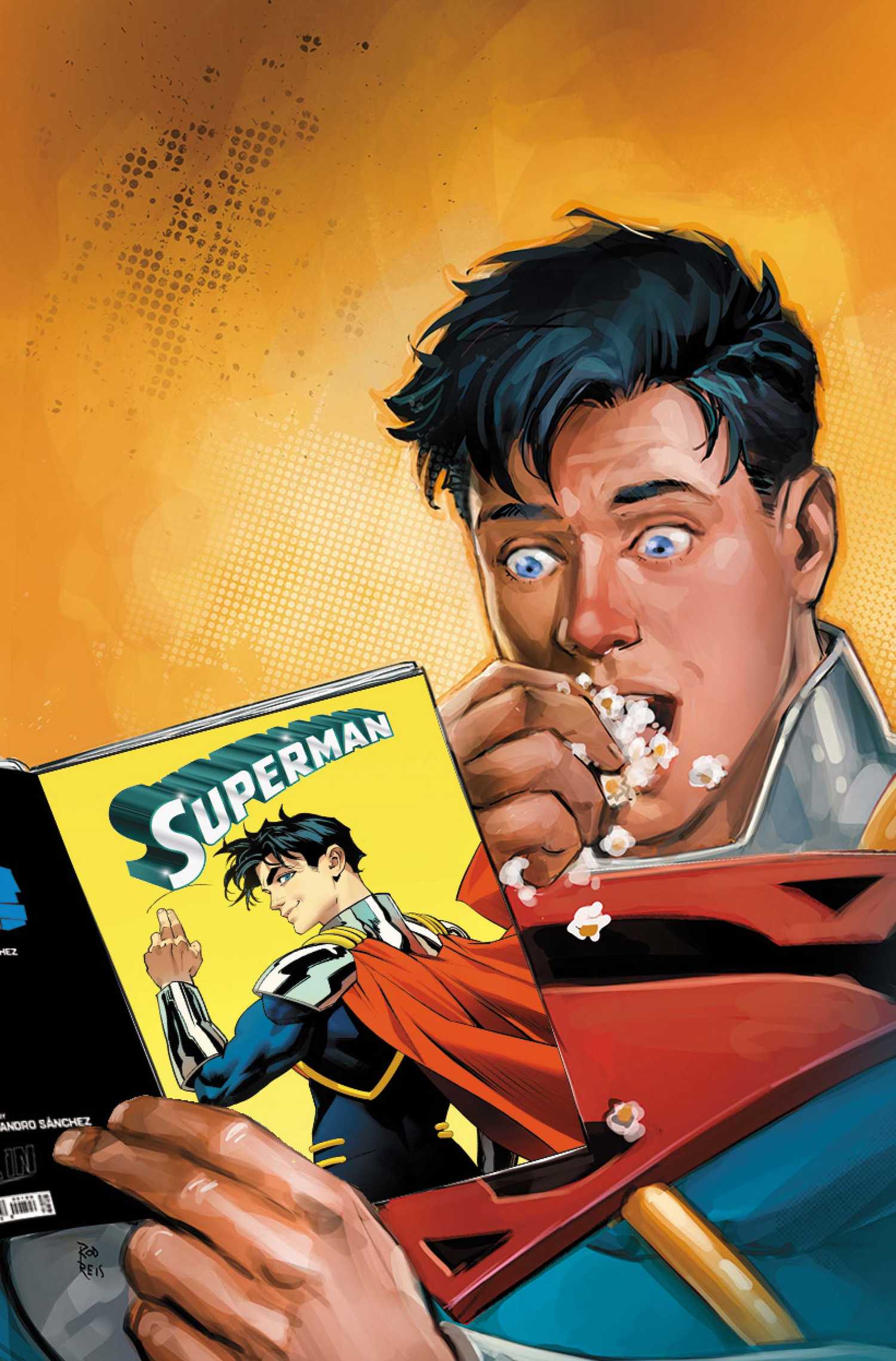 Spider-Man’s Best Suit Returns 42 Years Later, Thanks to Superboy Prime 1 Superboy-Prime eating popcorn and reading a Superman comic with himself on the cover