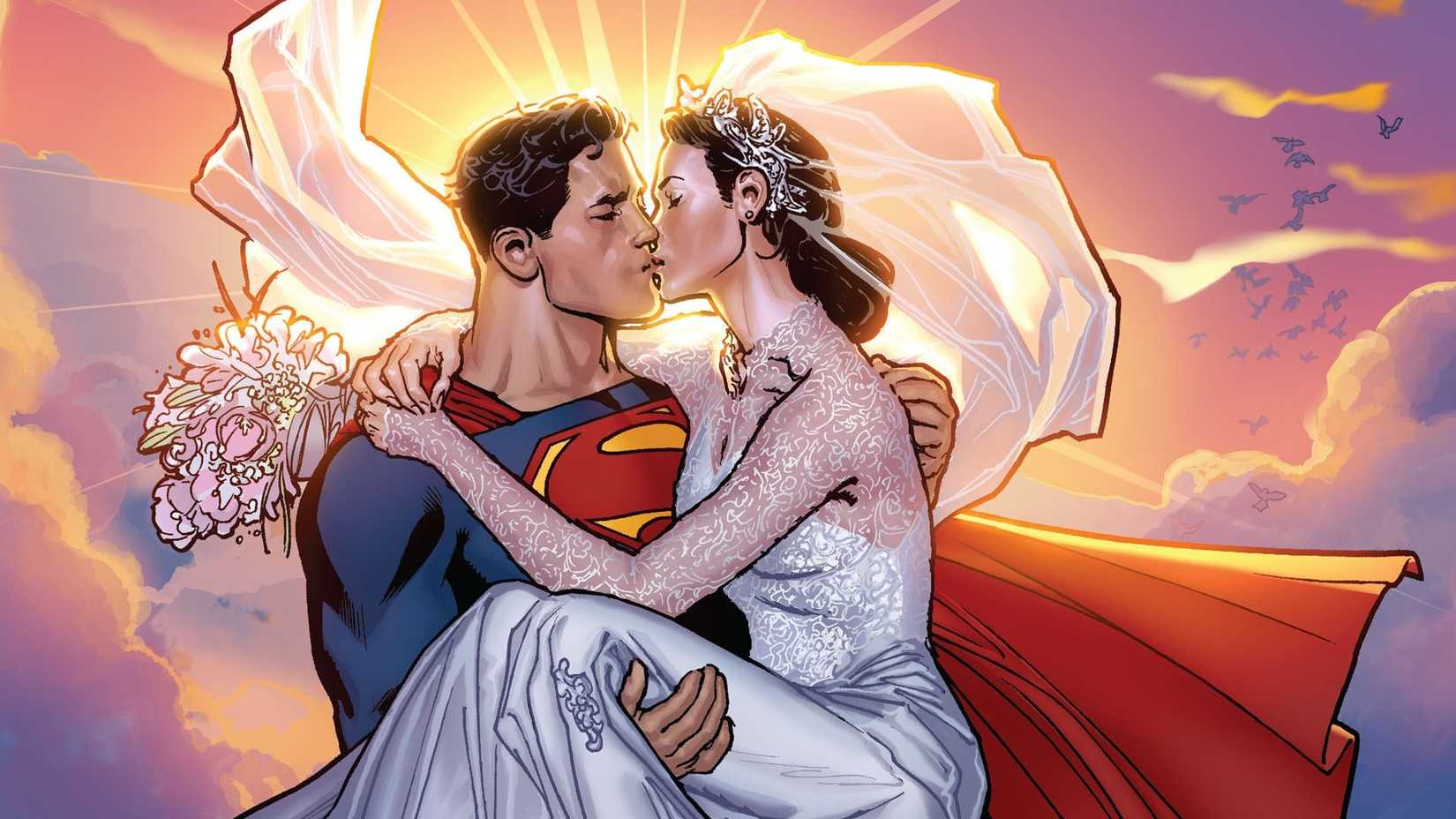 Superman and Lois Lane kissing