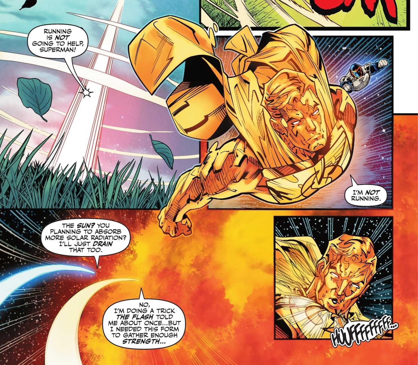Superman Prime in Gold Form Fights in DC KO Comic Art