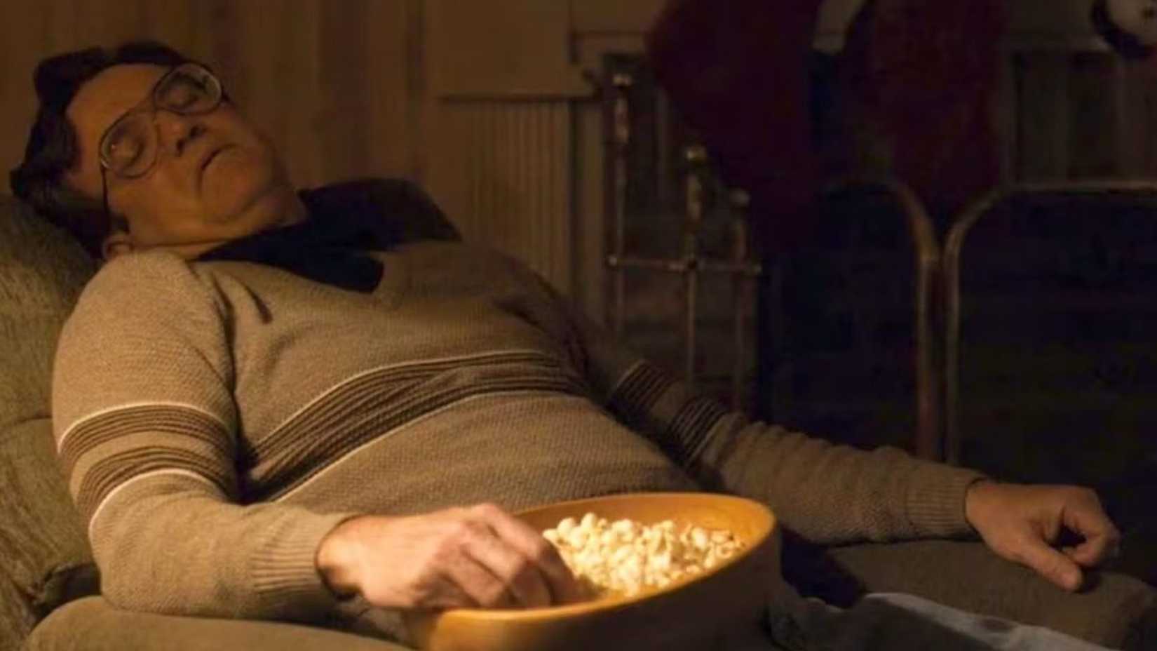 Joe Chrest as Ted Wheeler sleeping In Stranger Things.