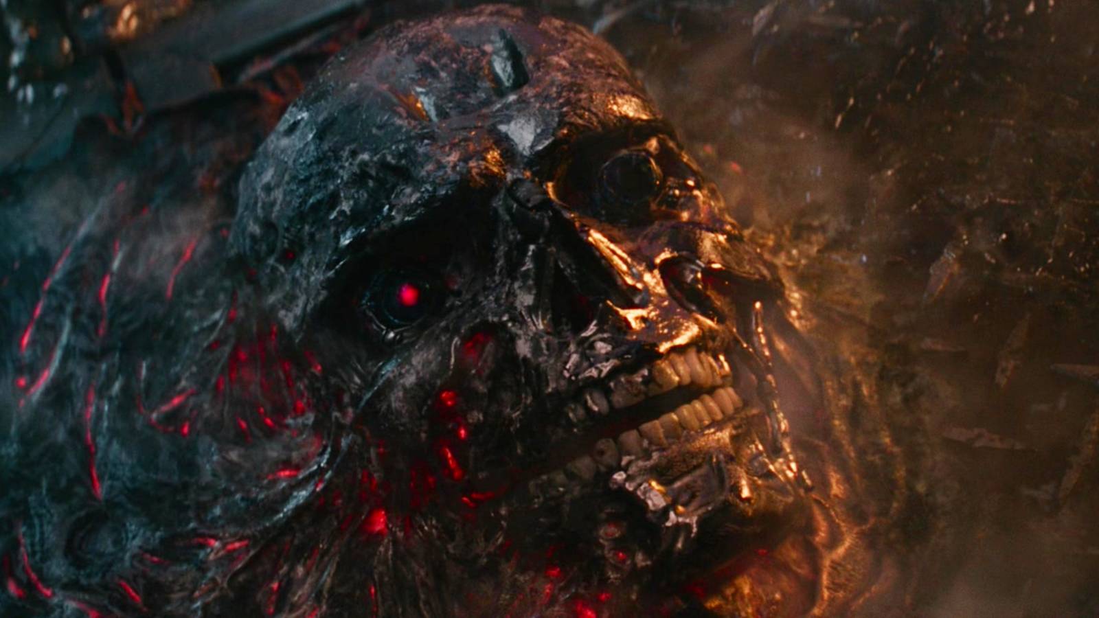 The T-800's melted metal skull in Terminator Dark Fate