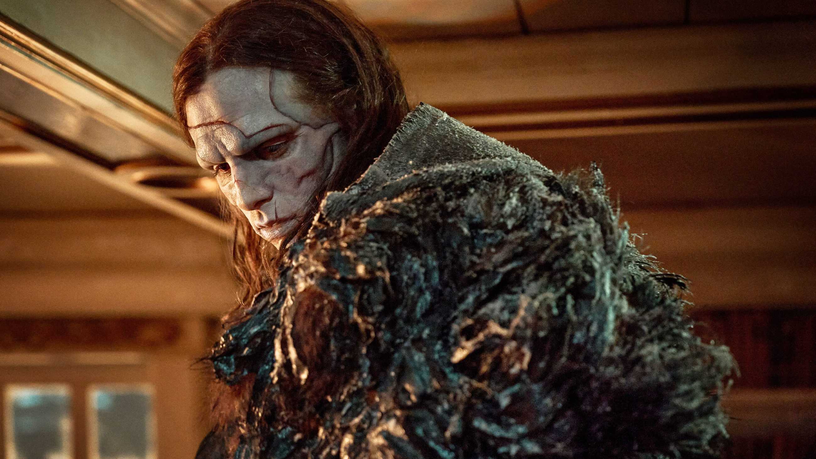 The Creature dressed in fur in Frankenstein