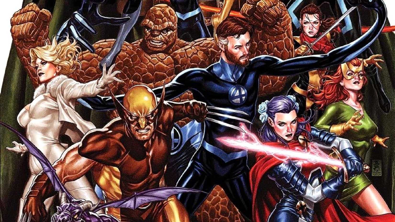 The Fantastic Four team up with the X-Men in Marvel Comics art