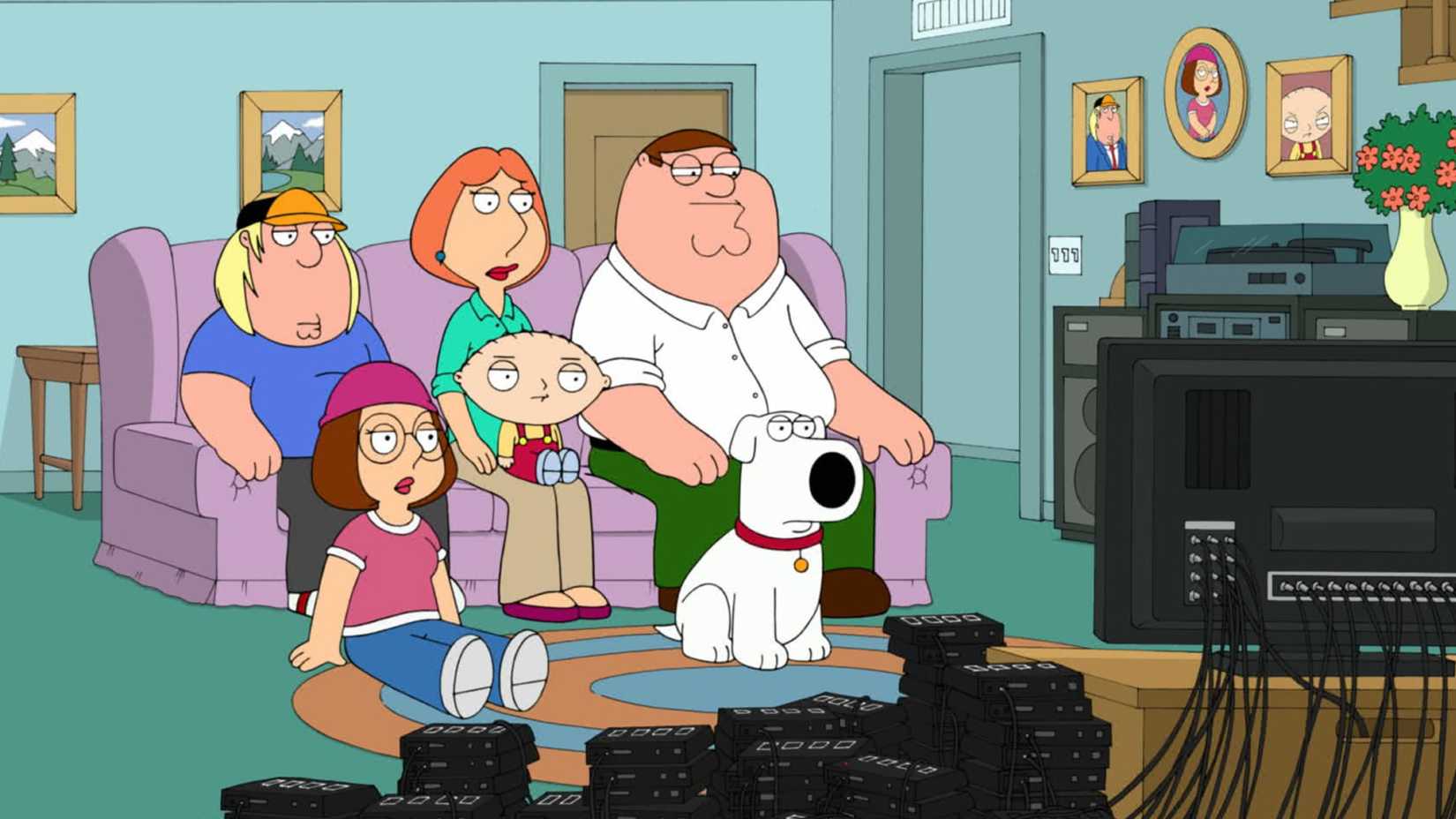 The Griffins Watching TV In Family Guy Season 11. 