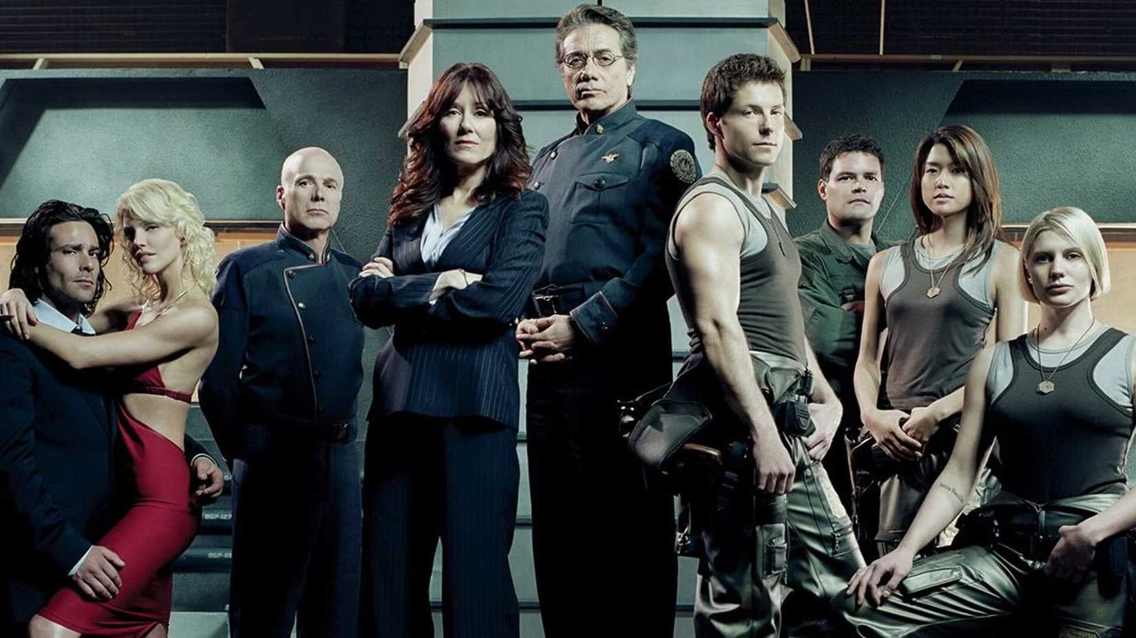 the main cast of battlestar galactica in a promo shot