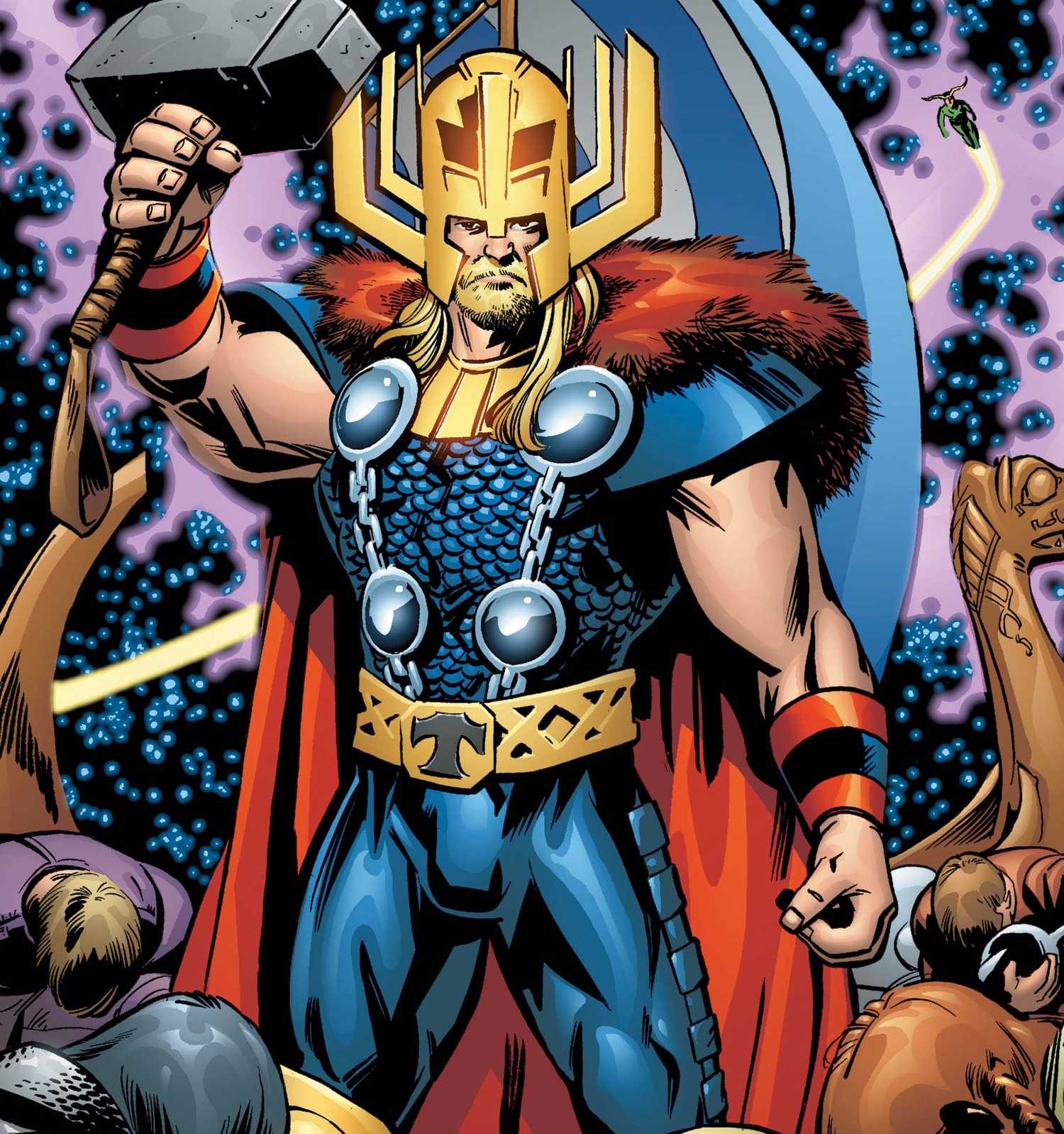 Thor Wearing Odin Armor and Helmet in Marvel Comic Art