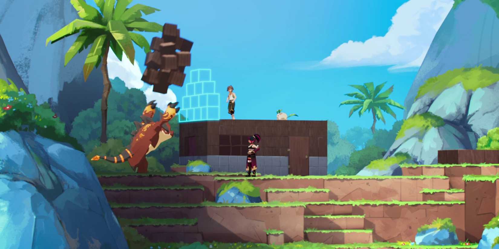 Tomo Endless Blue image of monster helping build on island