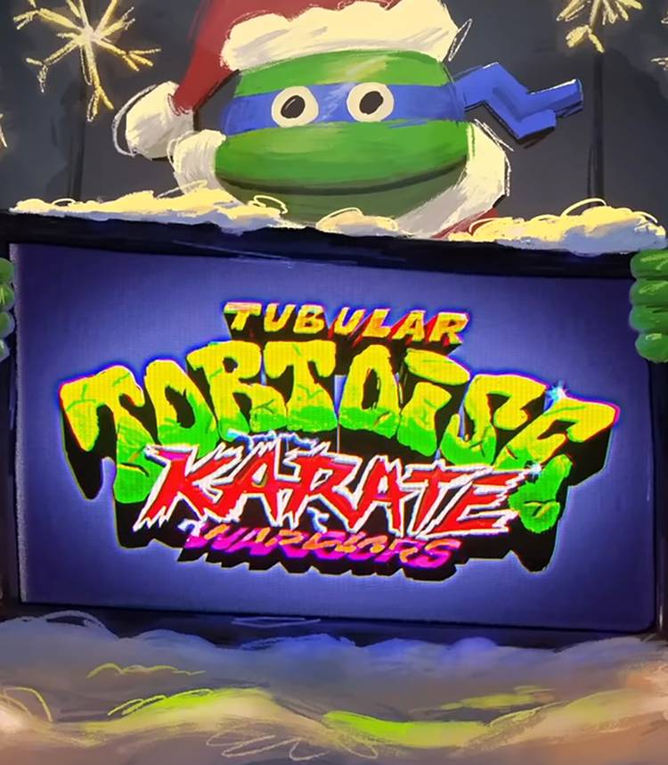 Stand de brinquedo Tubular Tortoise Karate Warriors em Teenage Mutant Ninja Turtles: Chrome Alone 2 - Lost in New Jersey.