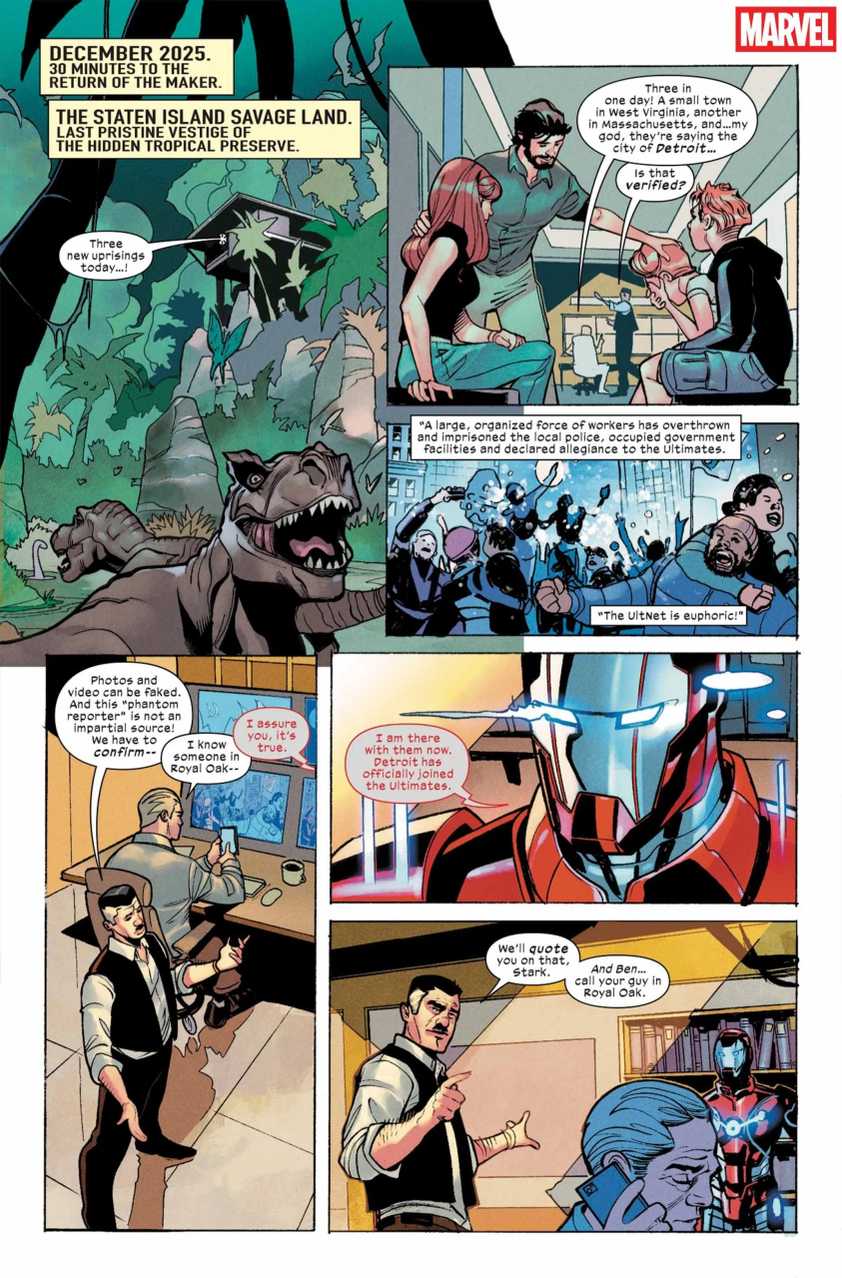Spider-Man teams up with Iron Lad in a preview of Ultimate Endgame \#1