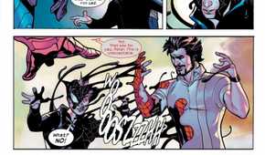 Spider-Man takes the Venom suit back from his son, Richard Parker, in a preview of Ultimate Endgame \#1