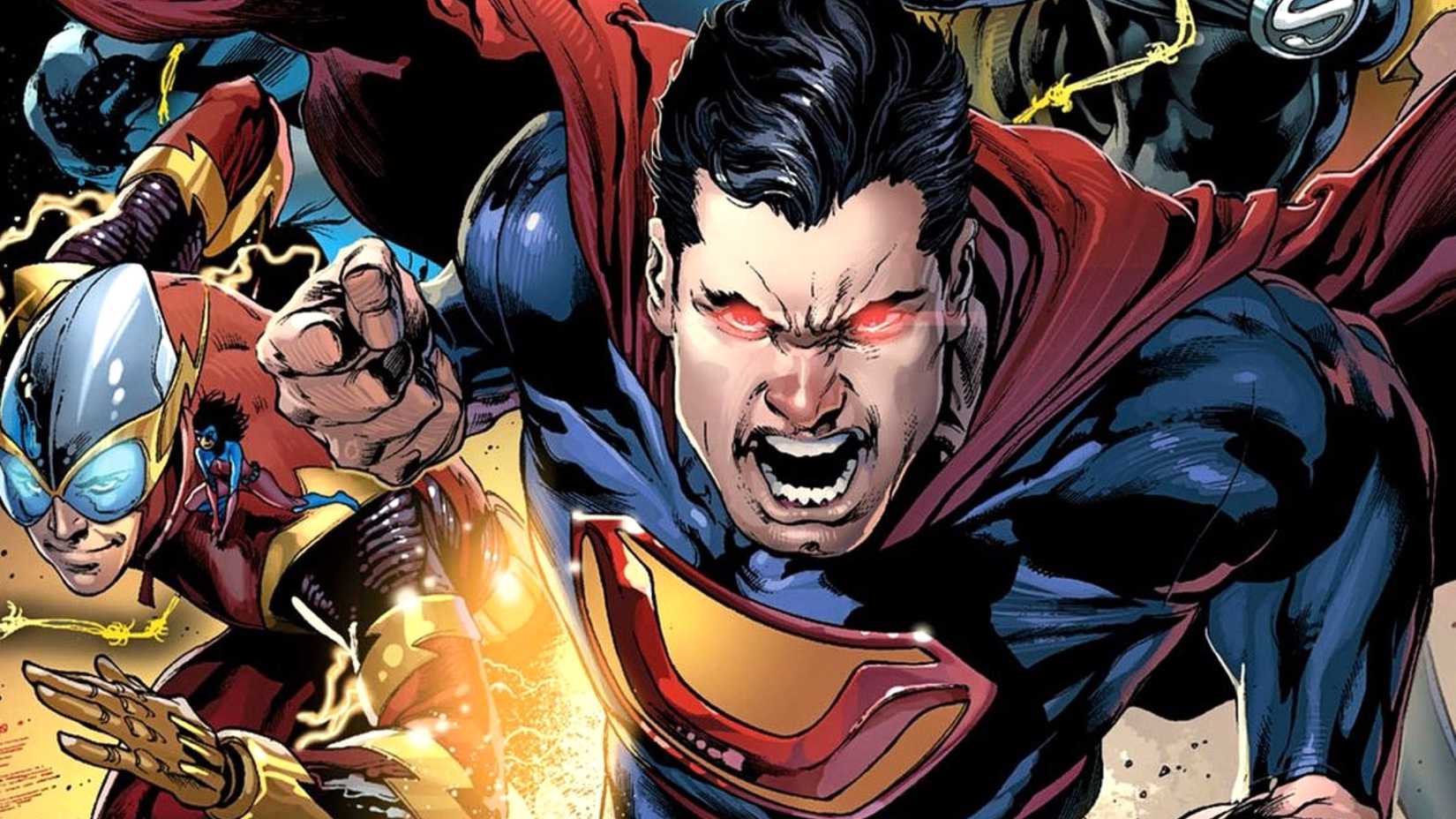 Ultraman flies next to Johnny Quick and the Crime Syndicate in DC Comics