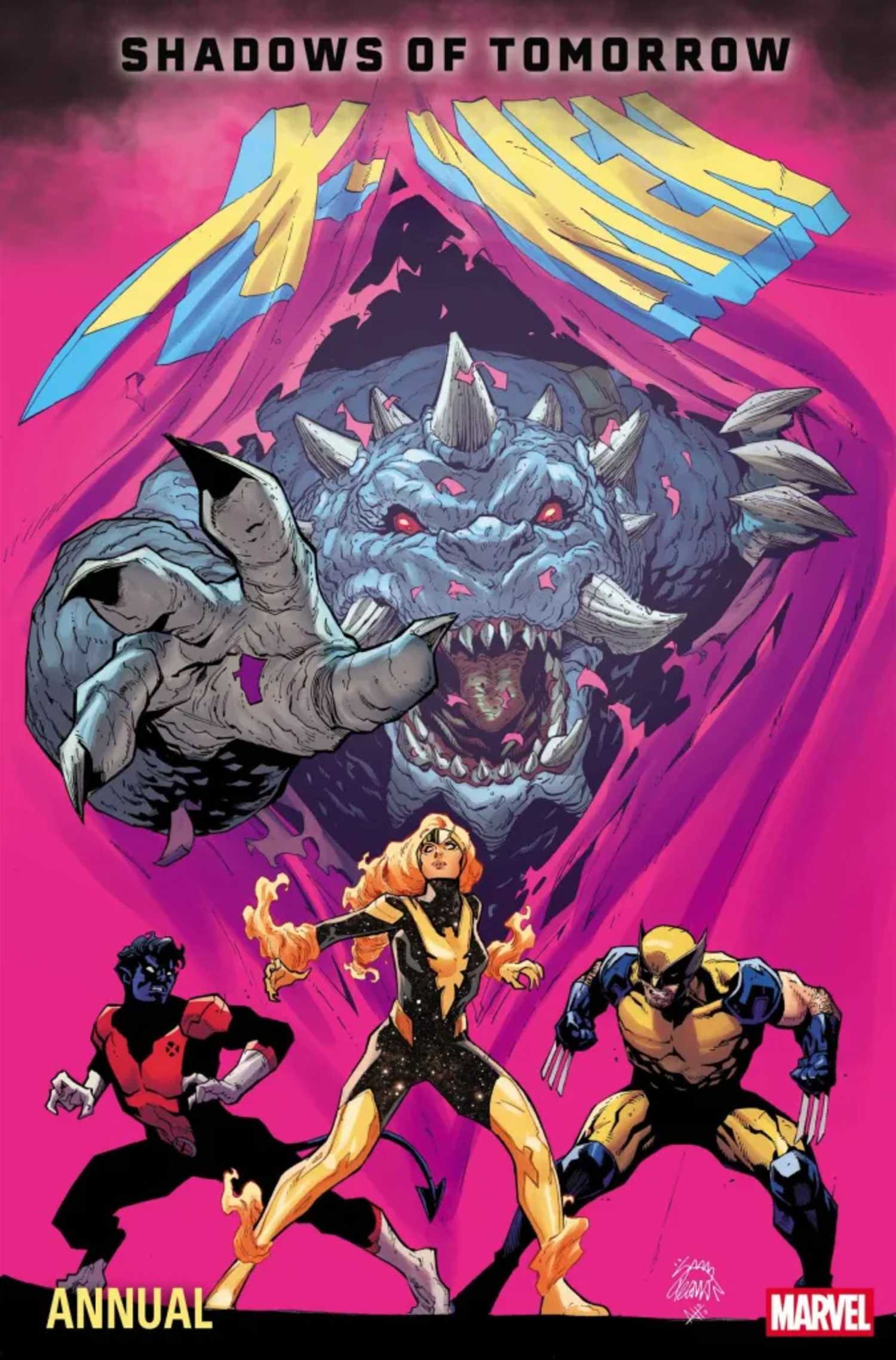 copertina di x-men annual con un gigante mostro che salto verso i mutanti