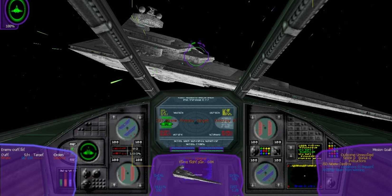 X-Wing-Alliance gameplay attacking Star Destroyer