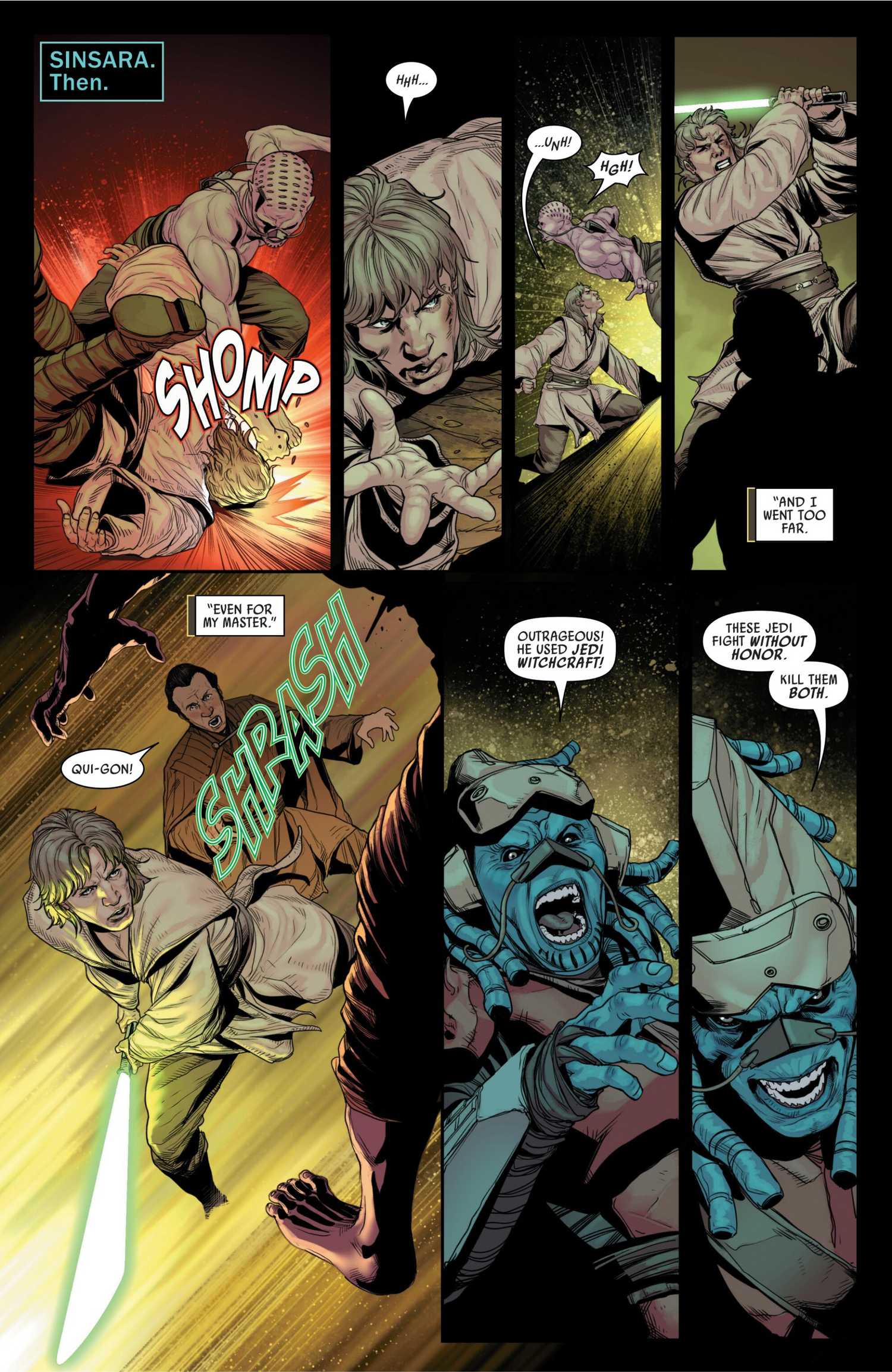 Young Qui-Gon Violating Duel Rules in Jedi Knights #10