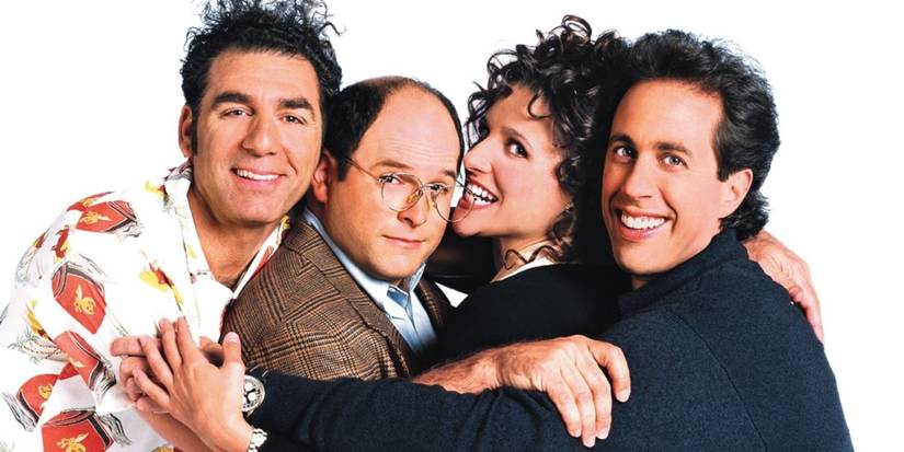 Elenco principal de Seinfeld em foto promocional.