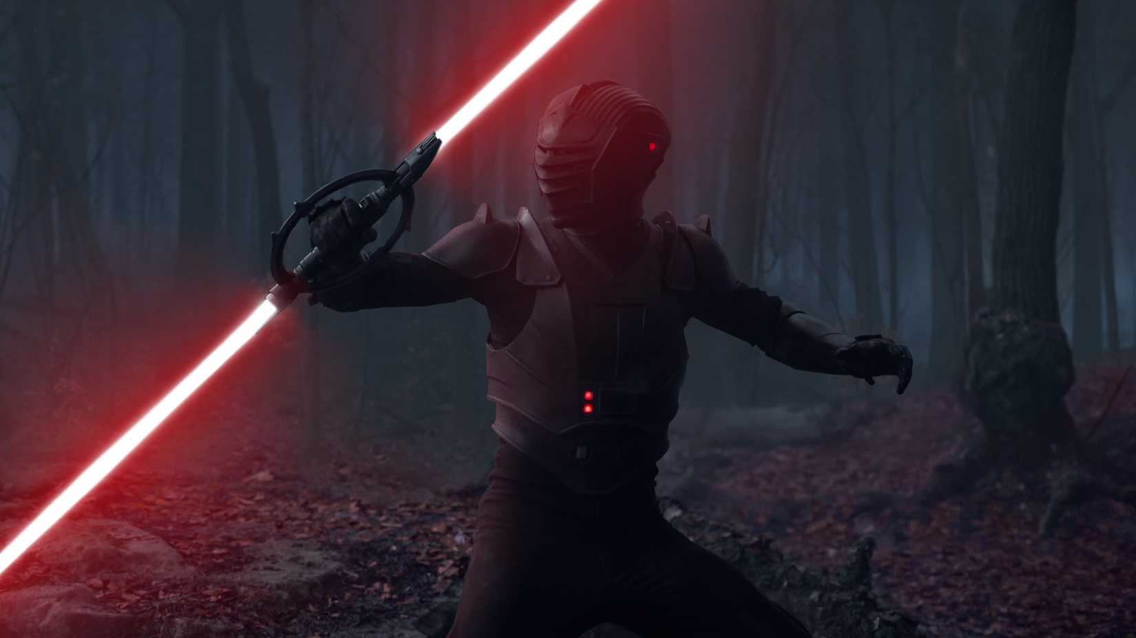 Marrok wielding a red lightsaber in Ahsoka season 1, episode 4