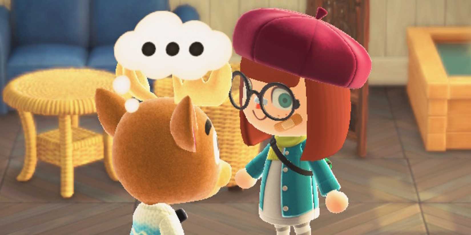 Animal Crossing player speaking with Erik the deer