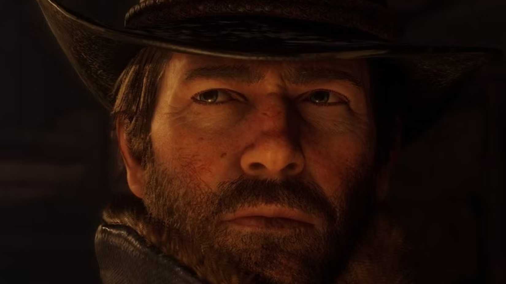 Артур Морган, выглядящий любопытно в Red Dead Redemption 2