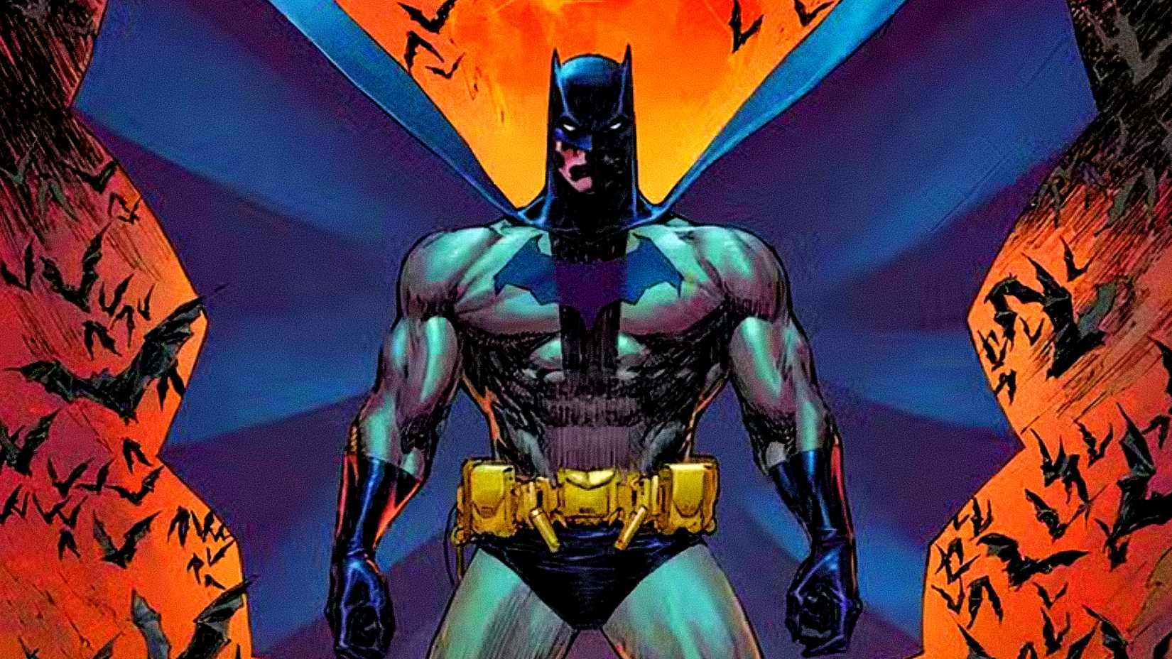 Batman spreads his cape in DC Comics art by Marc Silvestri