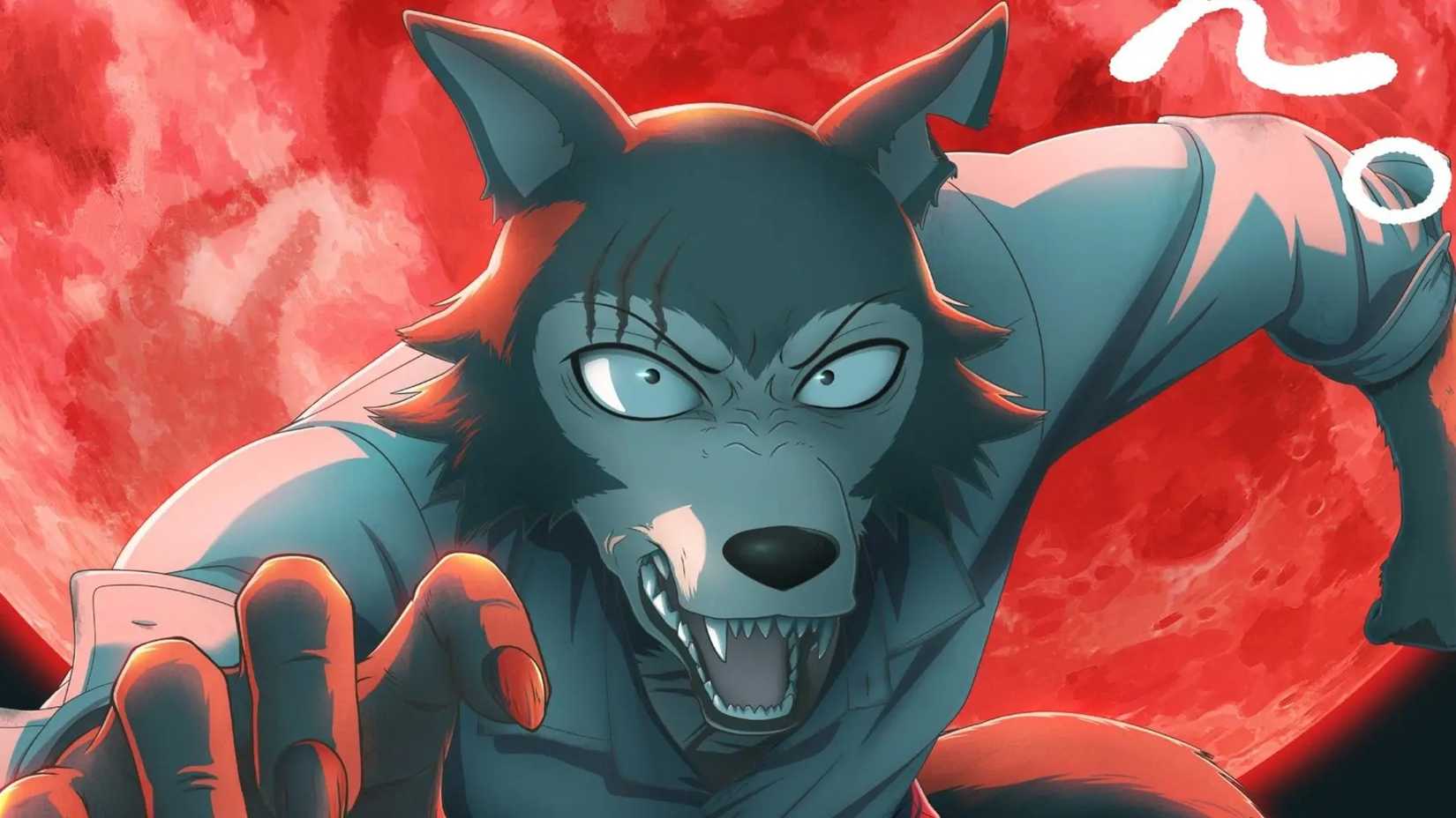 Beastars final season main visual featuring Legoshi in front of a red moon