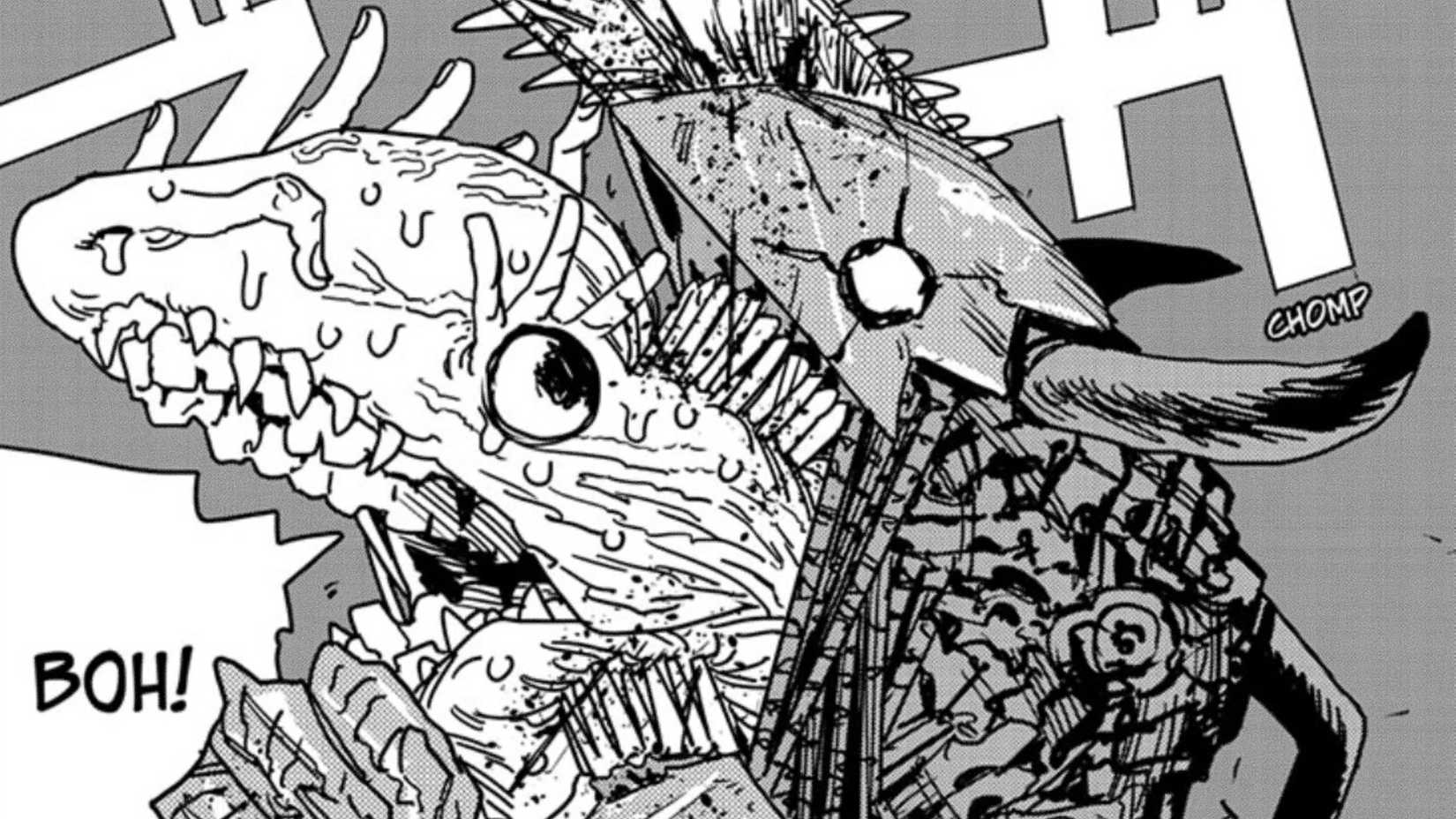 Denji eating the Moray Eel Devil in Chainsaw Man #223.