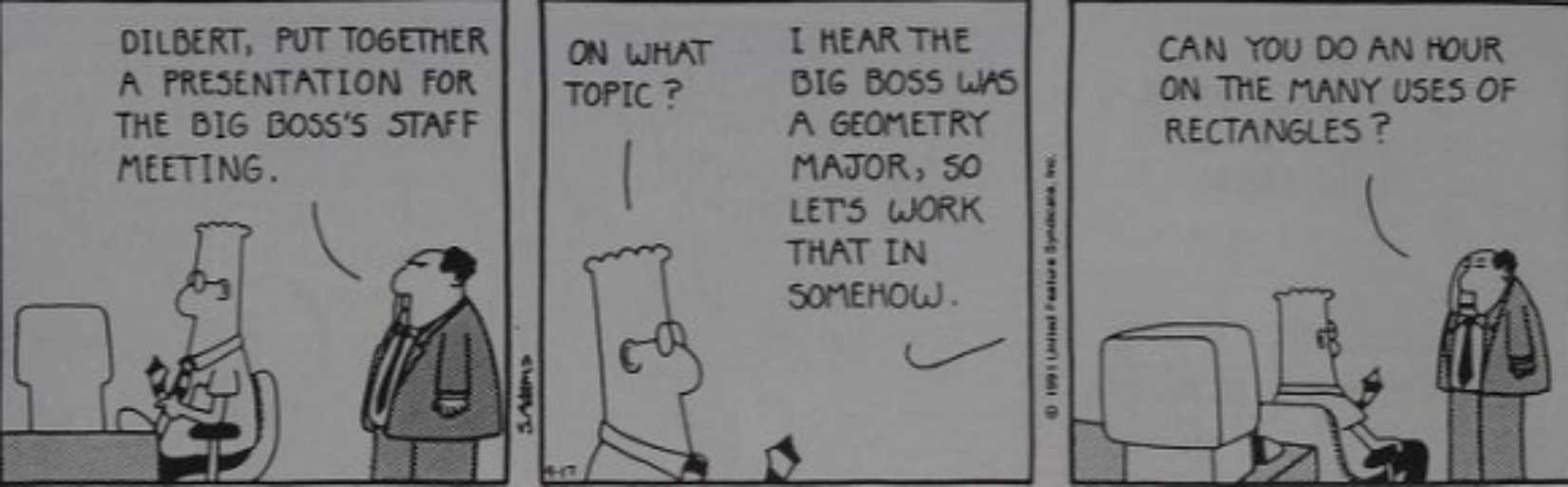 Dilbert is asking to do a presentation on rectangles