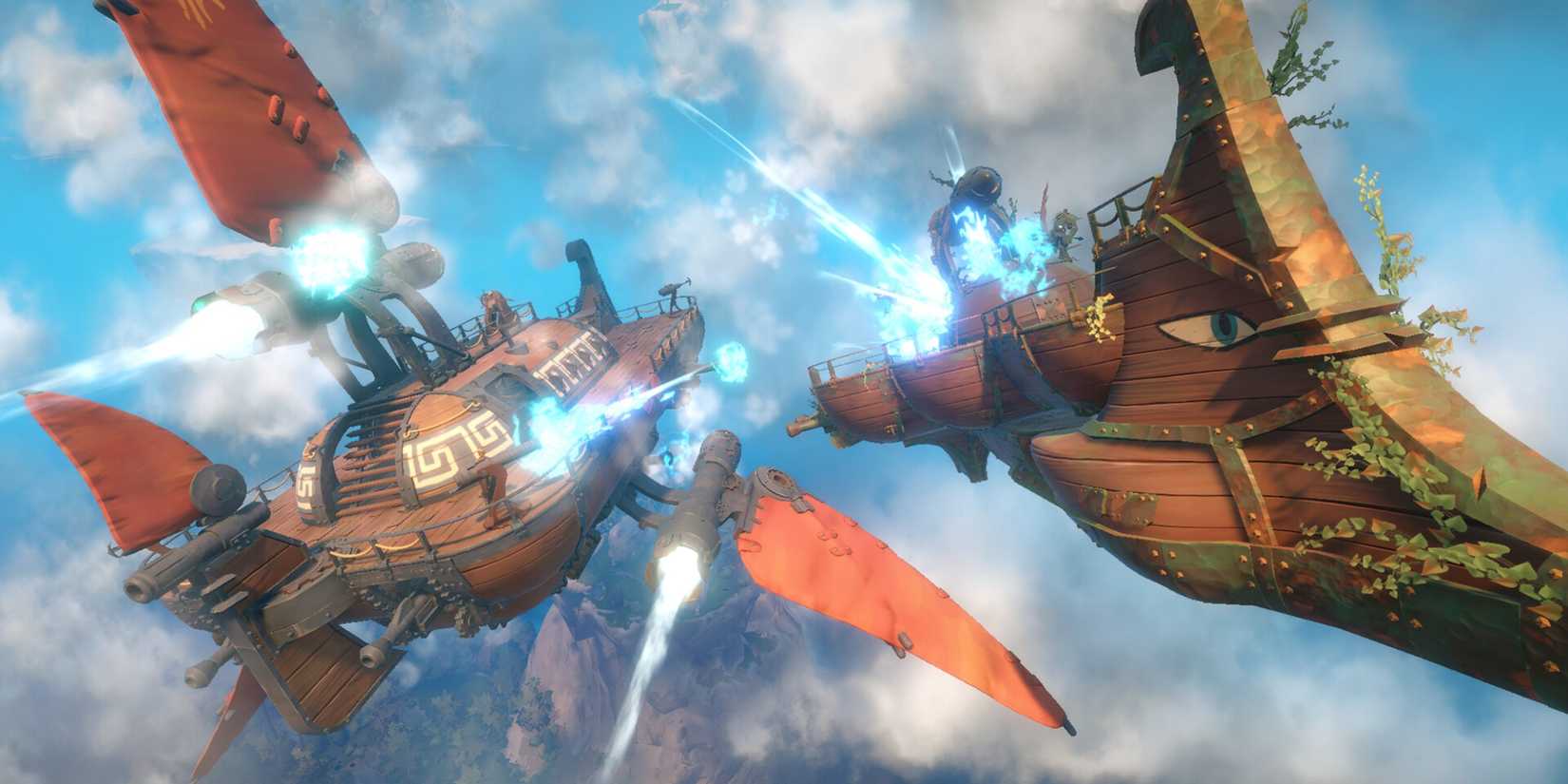 An airship battle in Echoes of Elysium.