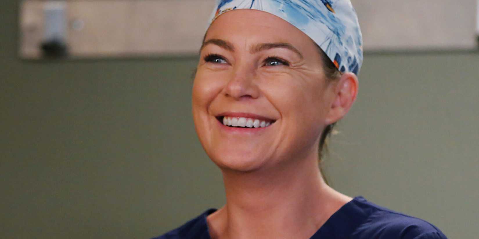 Ellen Pompeo smiling in Grey's Anatomy