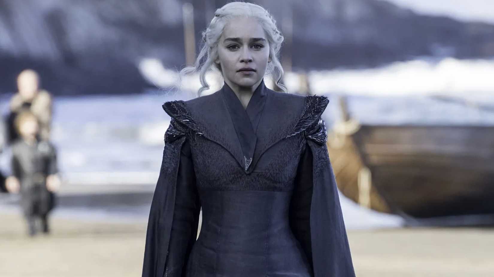 Emilia Clarke's Daenerys on the beach in Game of Thrones season 7