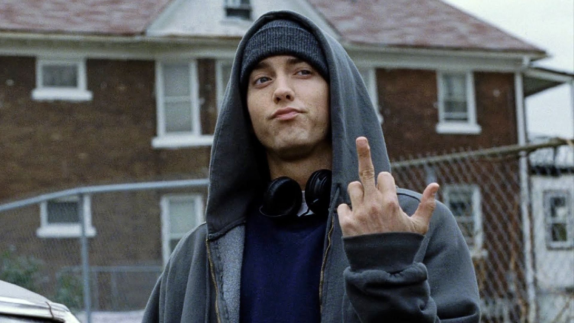 Eminem flips the bird in 8 Mile