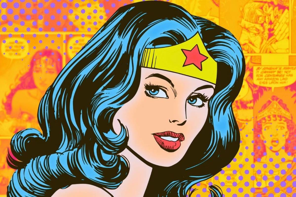 Classic panels from transformative Wonder Woman stories including Earth One and Mod Era
