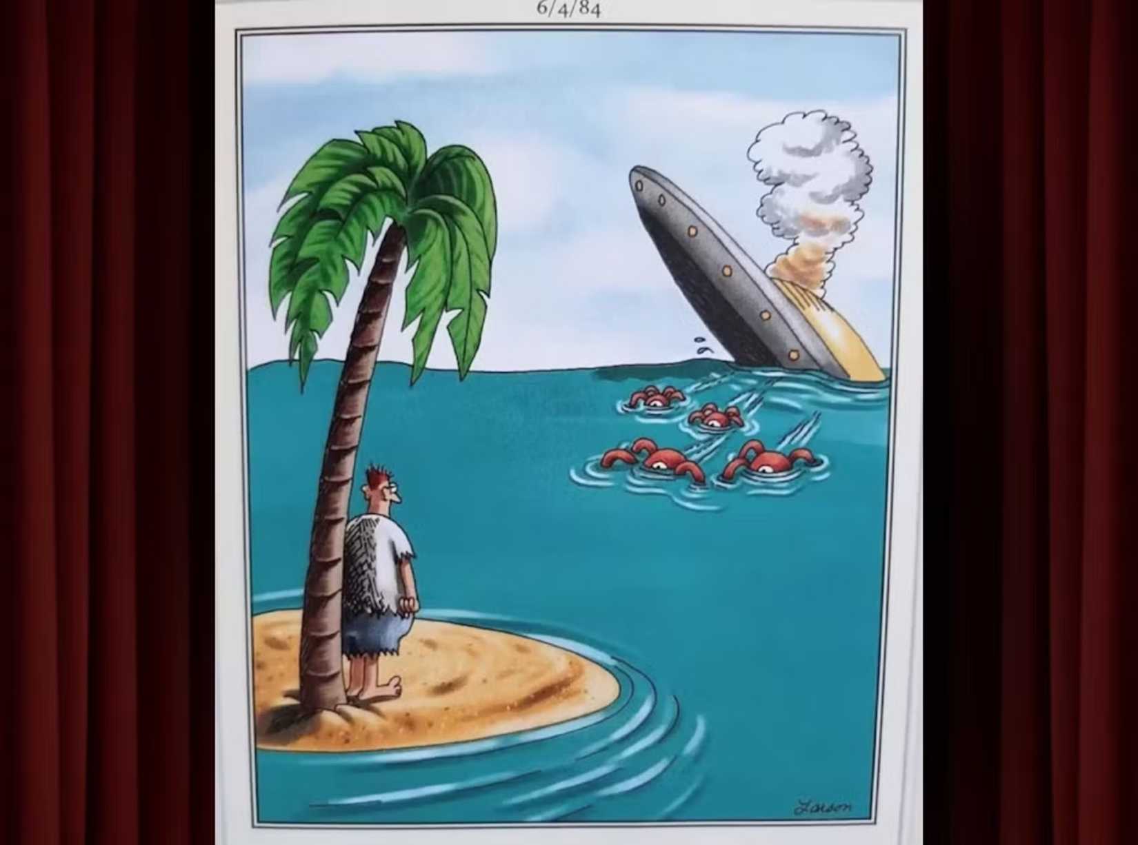 far side desert island and aliens comic