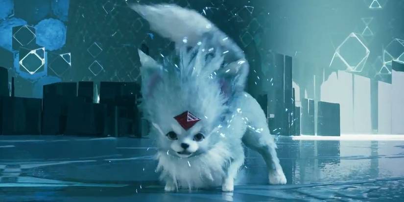 Carbuncle wags its tails in Final Fantasy 7 Remake.