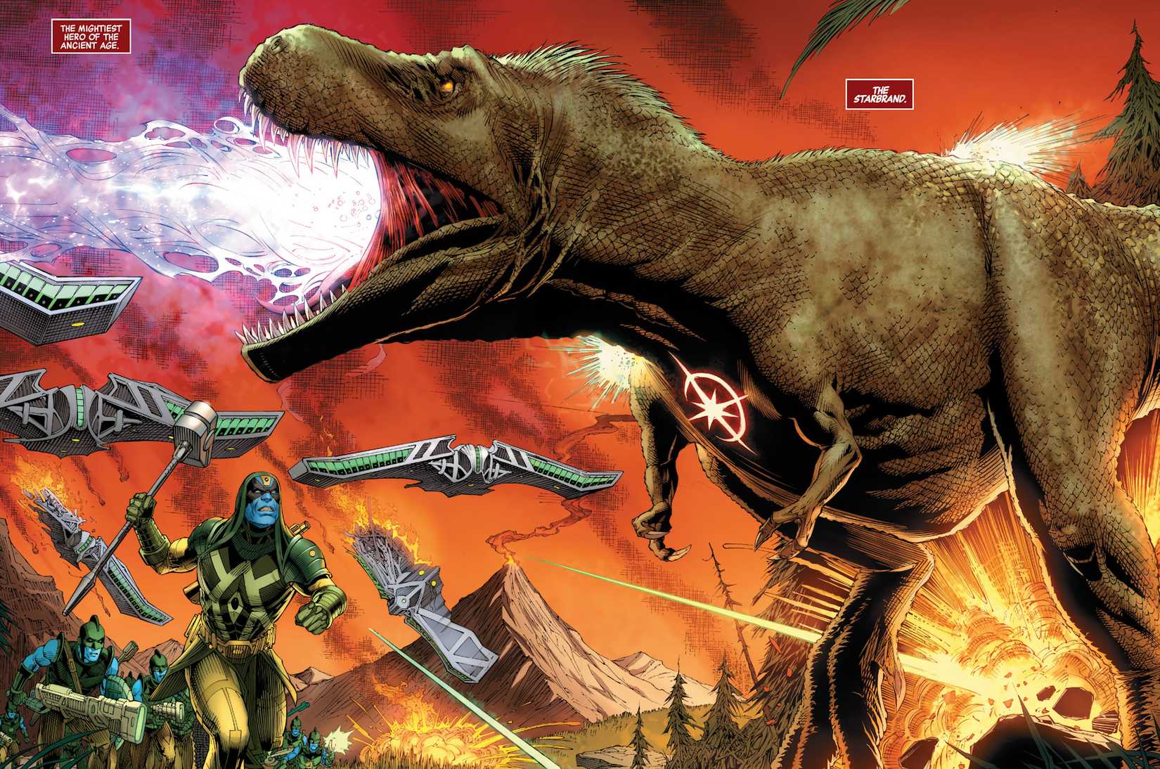First Marvel Superhero Starbrand Dinosaur in Avengers Comic