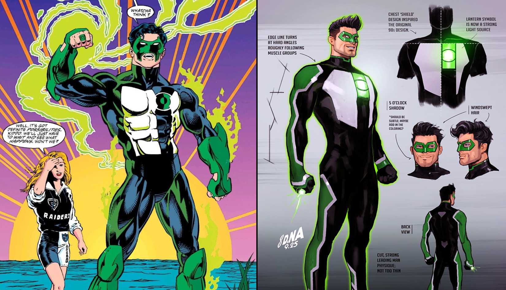 Green Lantern Kyle Rayner in Original- und neuer Kostümkunst
