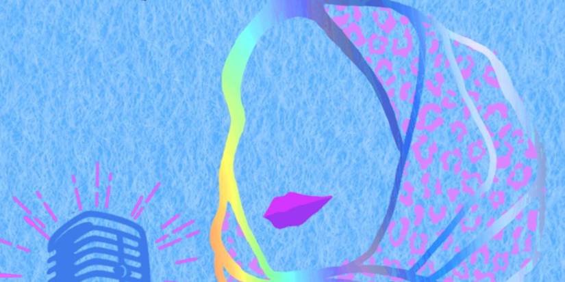 Hana Khan Carries On book cover shows a woman with a cheetah print hijab with a microphone