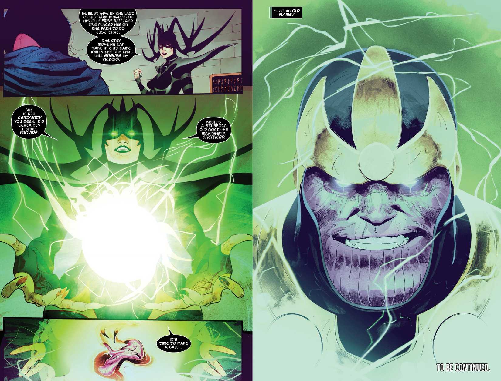 Hela Calling Thanos For Help in Knull #1