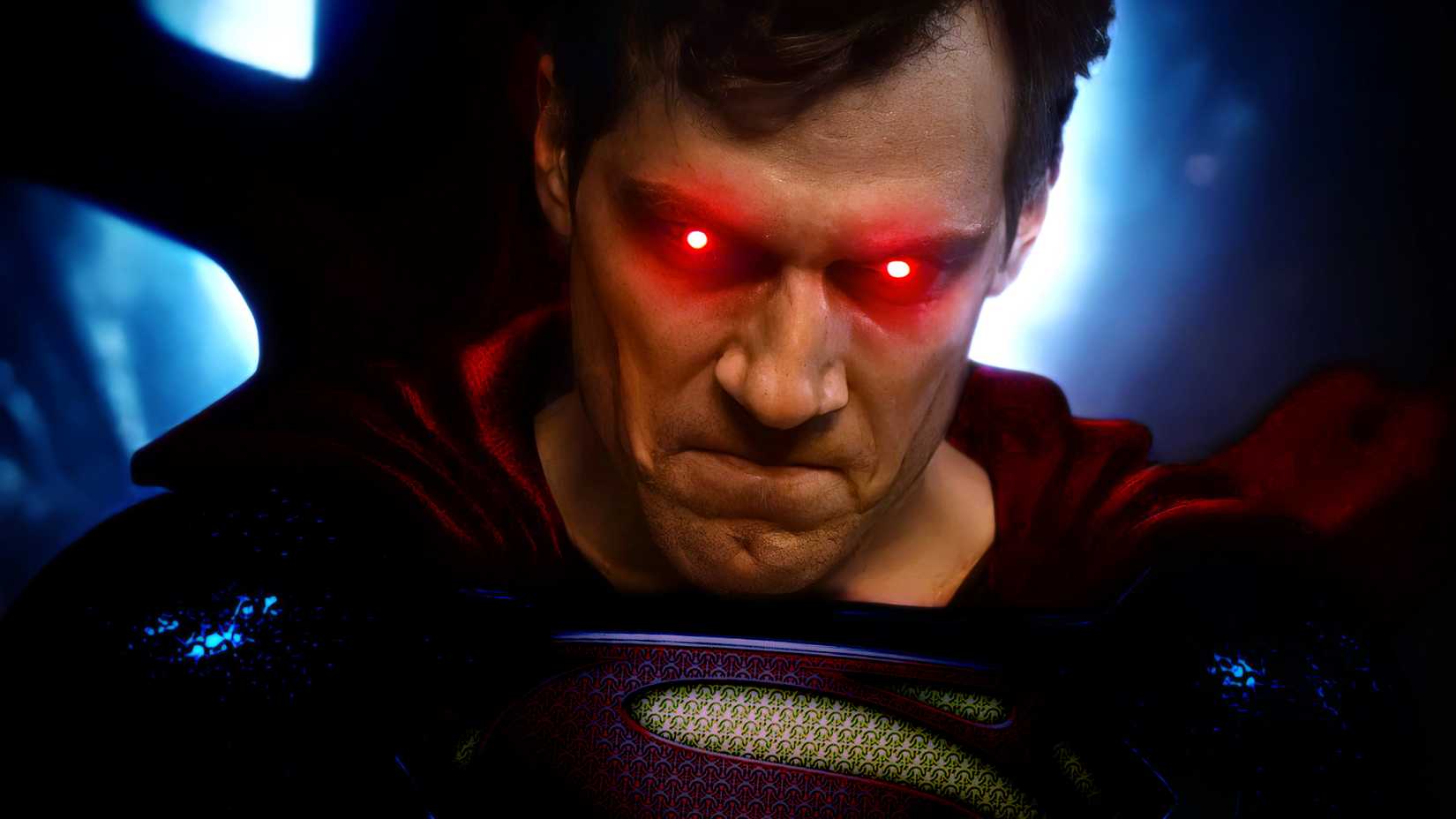 Henry Cavill como Superman com olhos brilhando