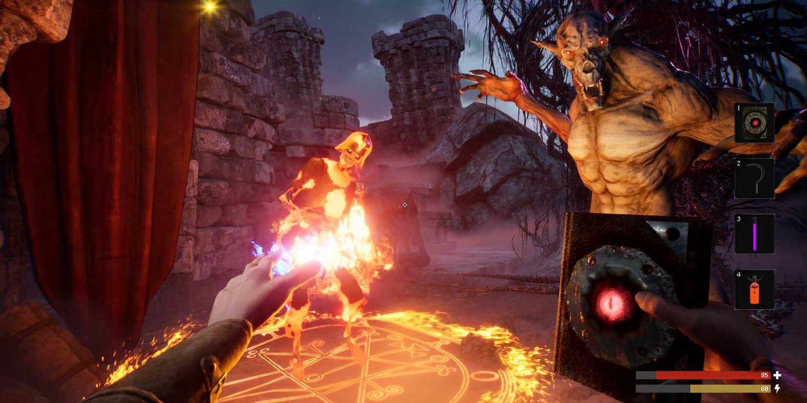 Undertaker player using occult magic to fight eldritch monsters