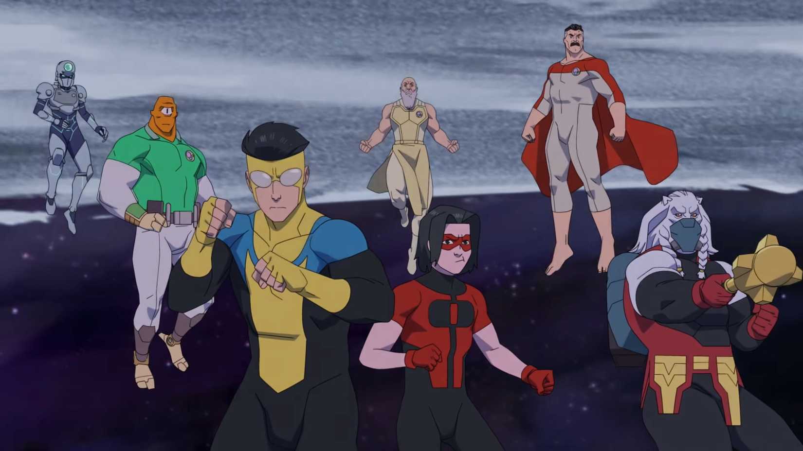 Mark, Omni-Man, Allen the Alien e outros personagens reunidos em Invincible temporada 4