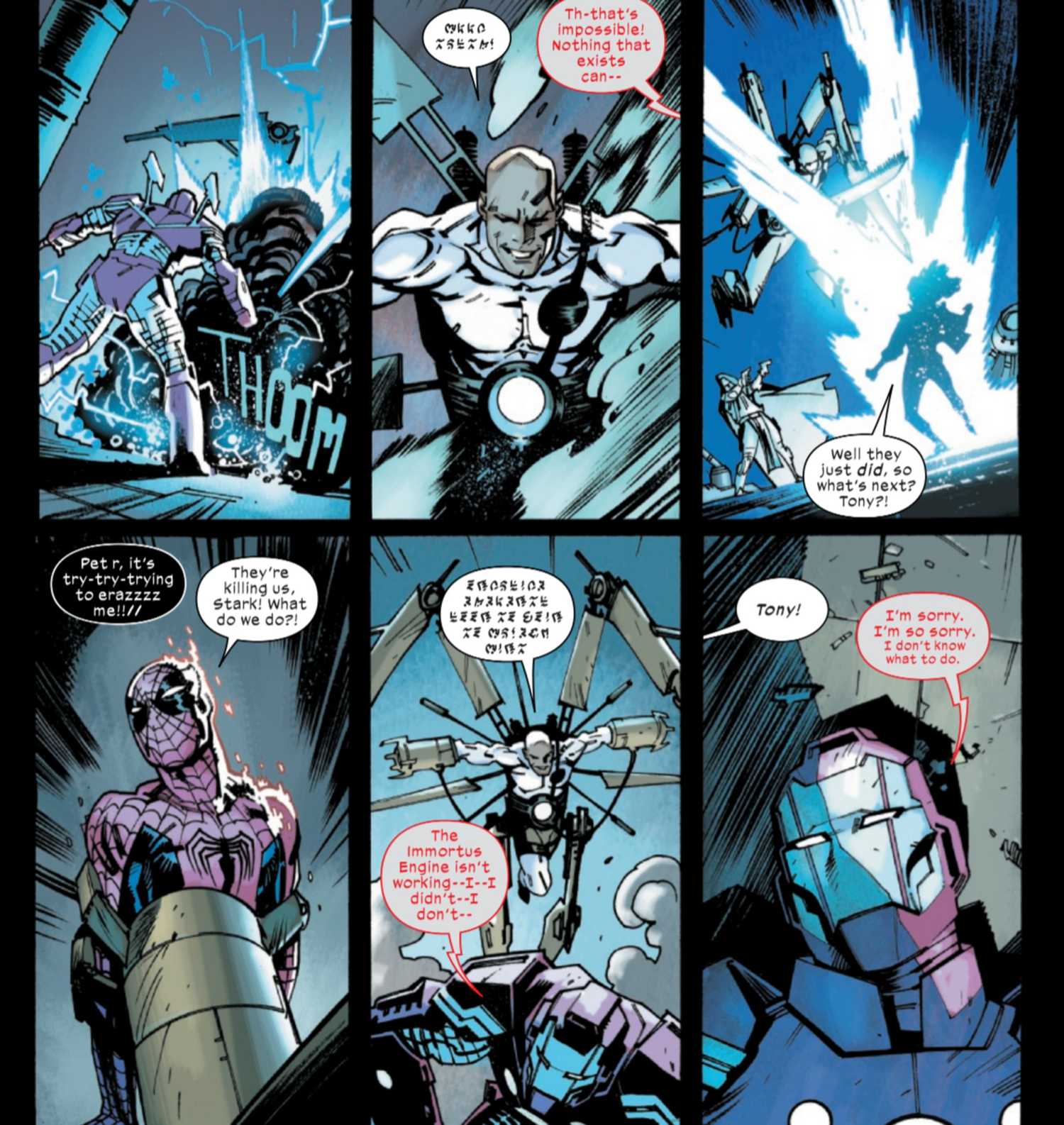 iron man reveals his ultimate weapon the anti matter machine gun... and it fails