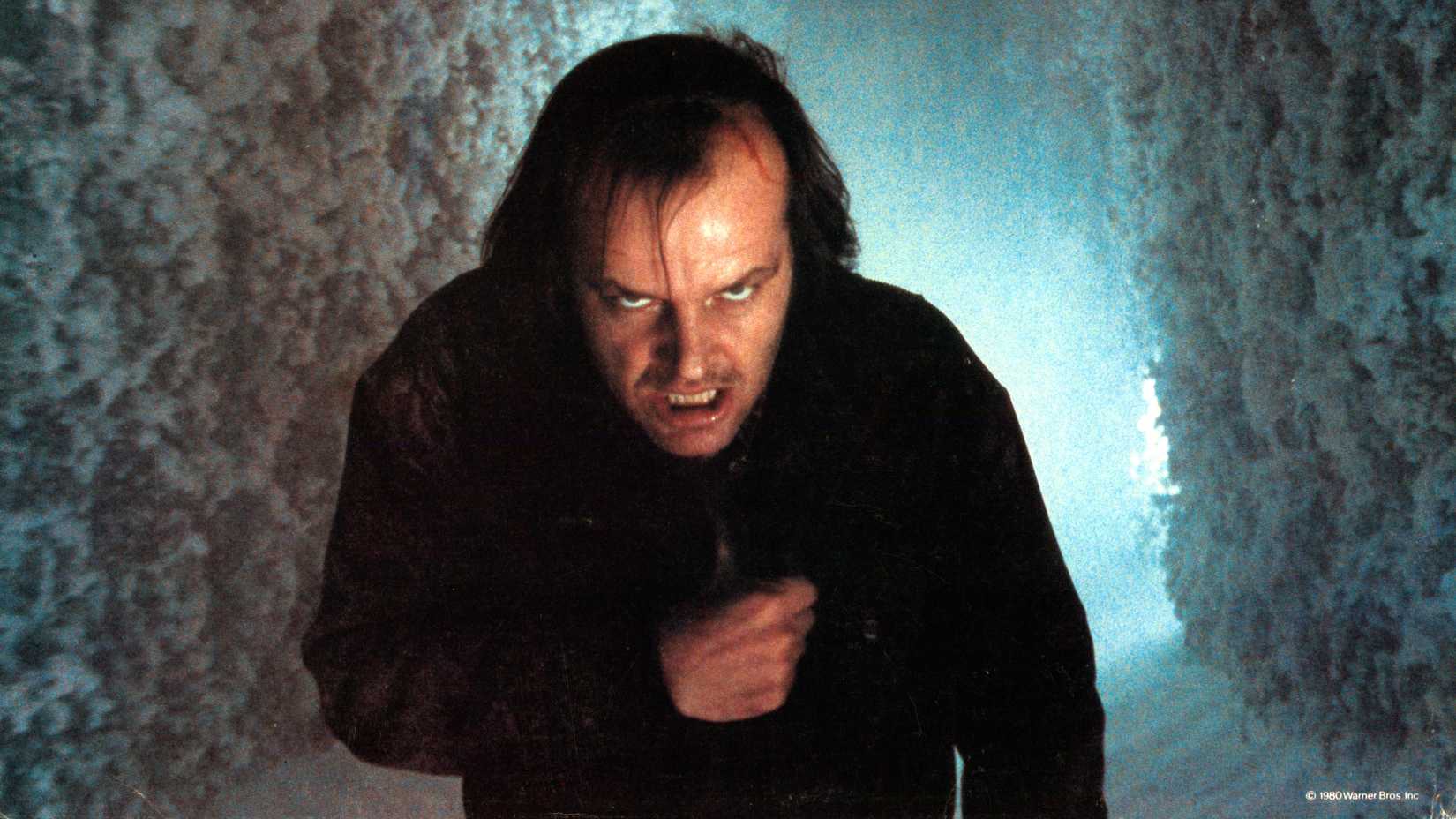 Jack angry walking in the snow in The Shining