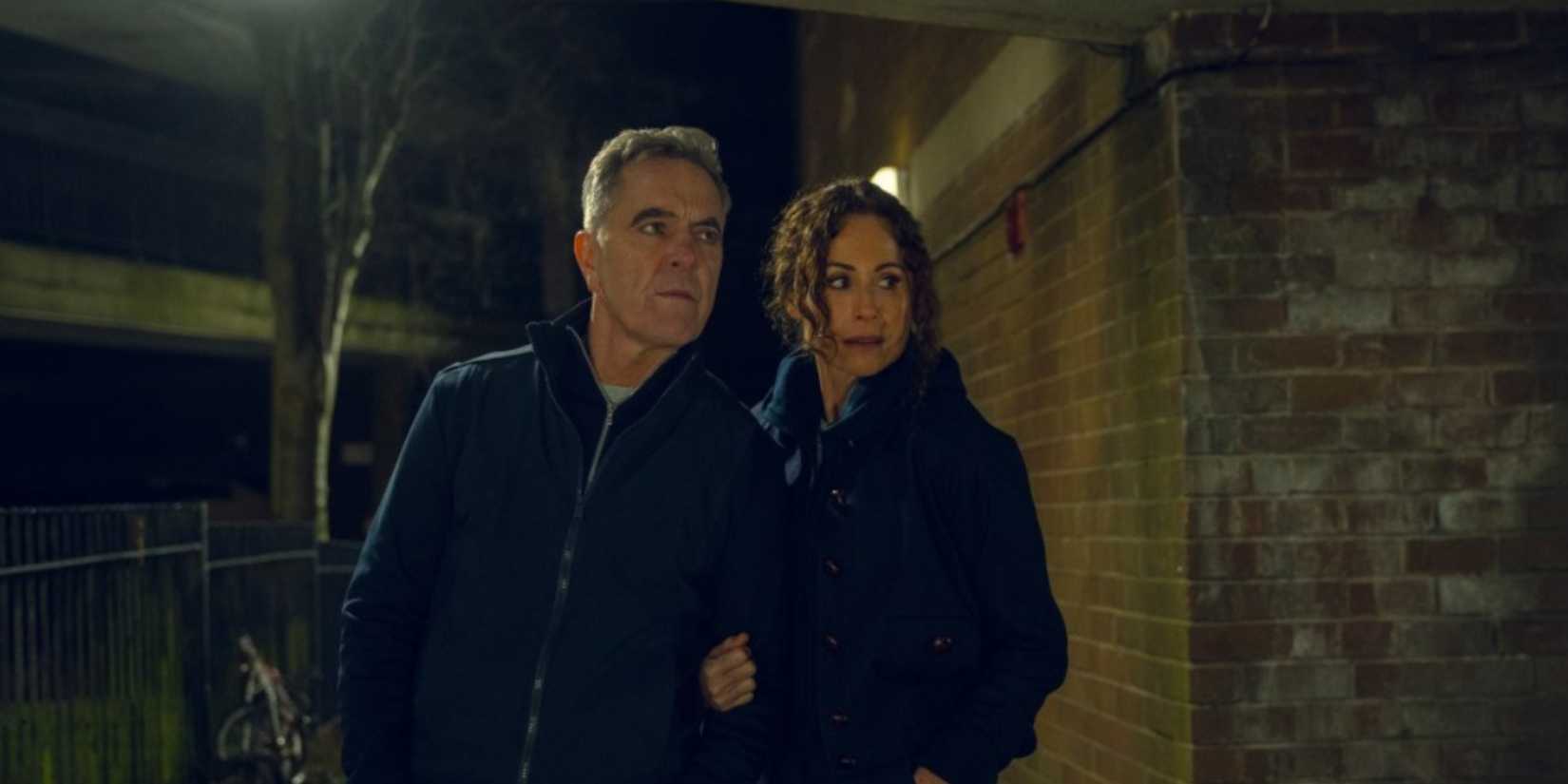 James Nesbitt and Minnie Driver look anxious in