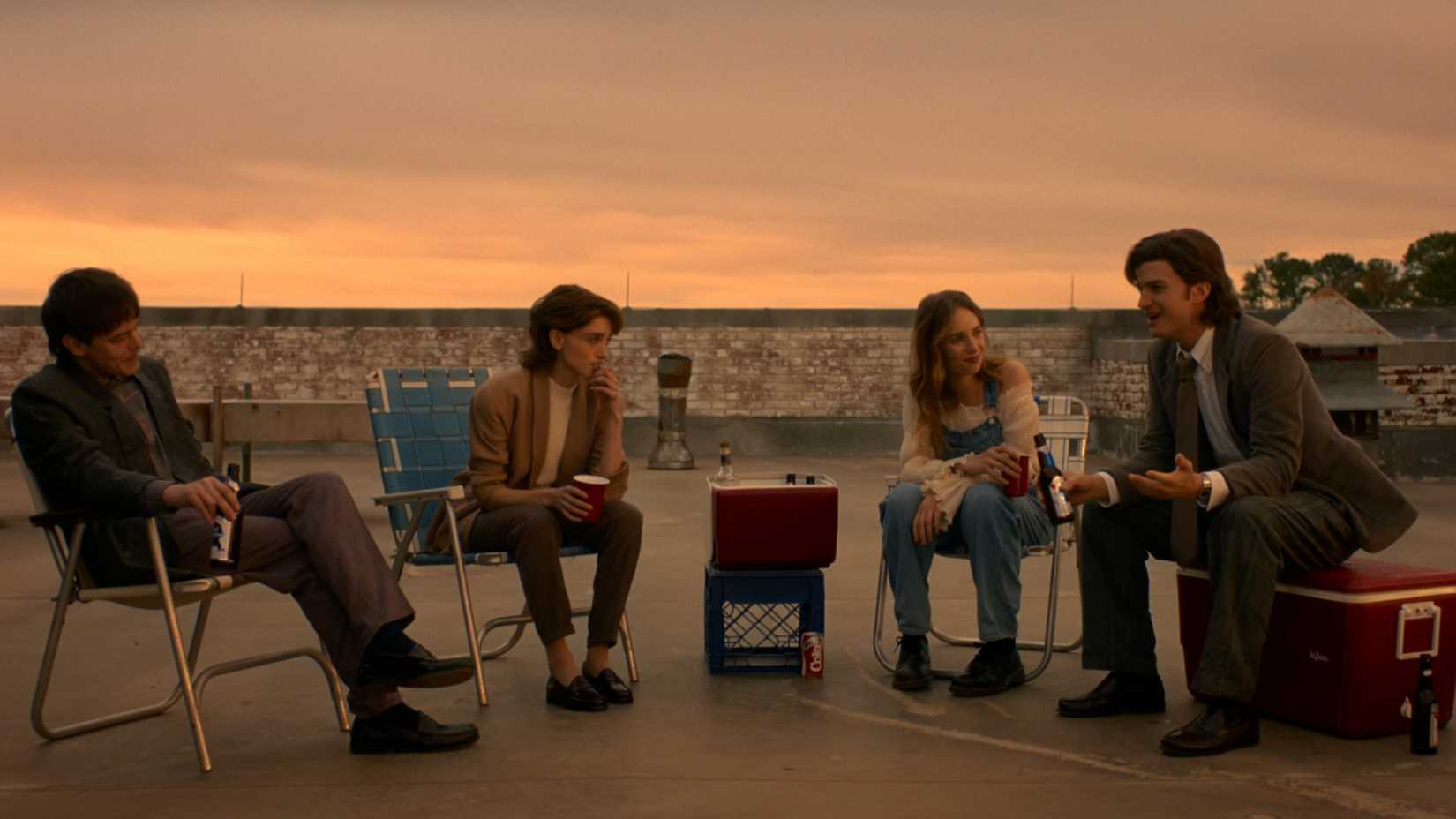 Jonathan, Nancy, Robin and Steve in the Stranger Things epilogue