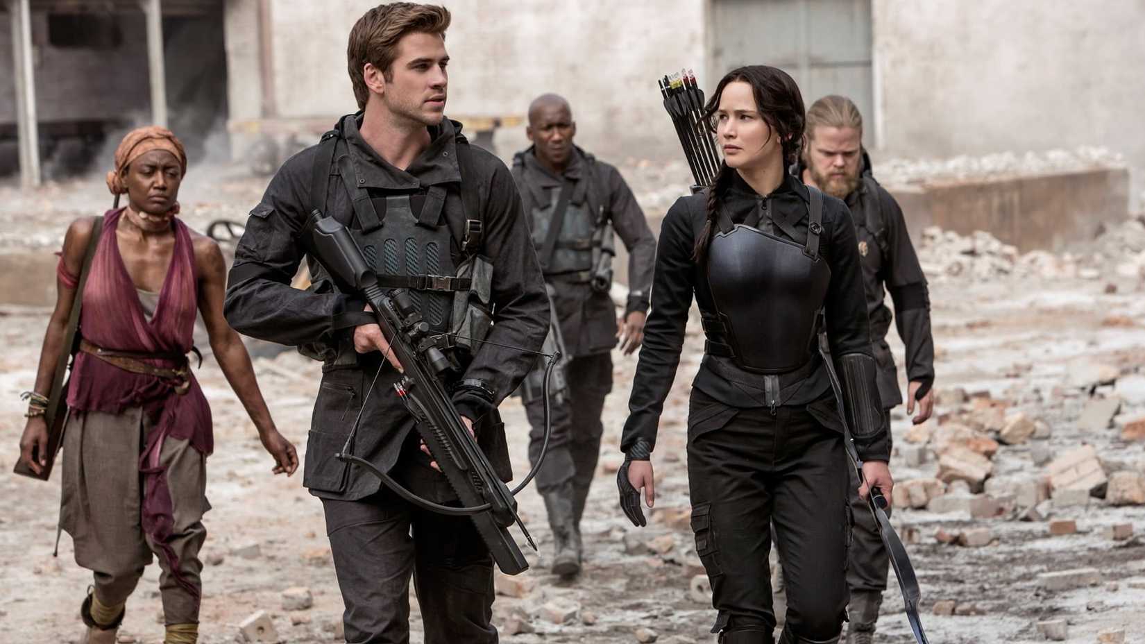 Katniss and Gale lead a rebel crew in The Hunger Games.