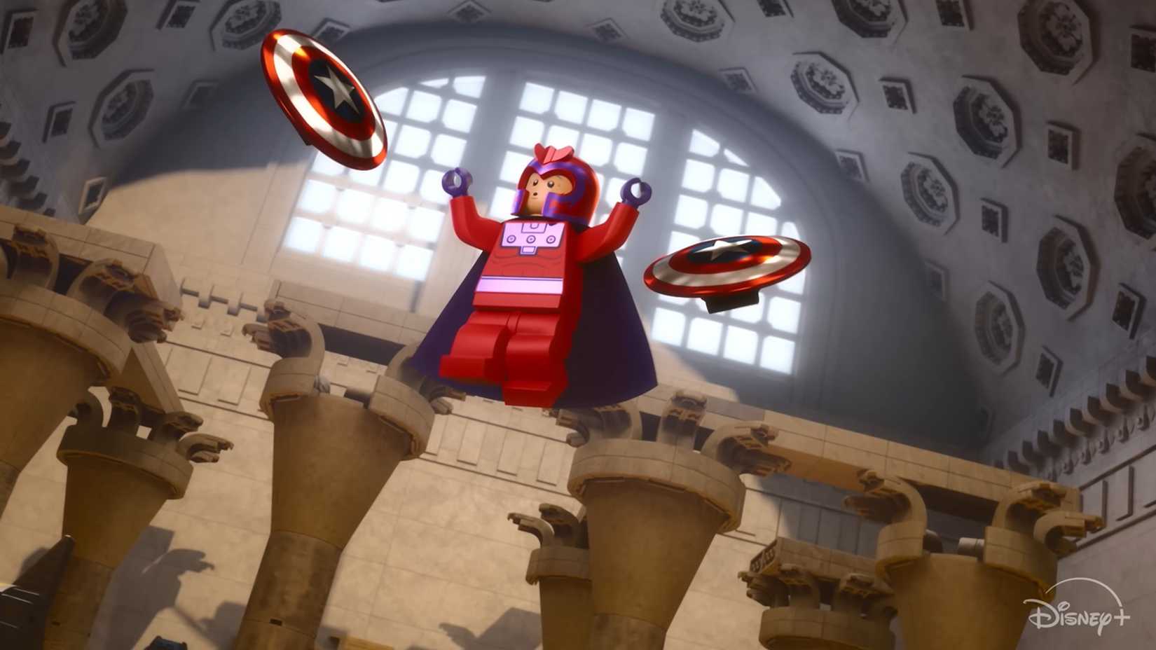 magneto catches two versions of captain america's shield while battling the avengers