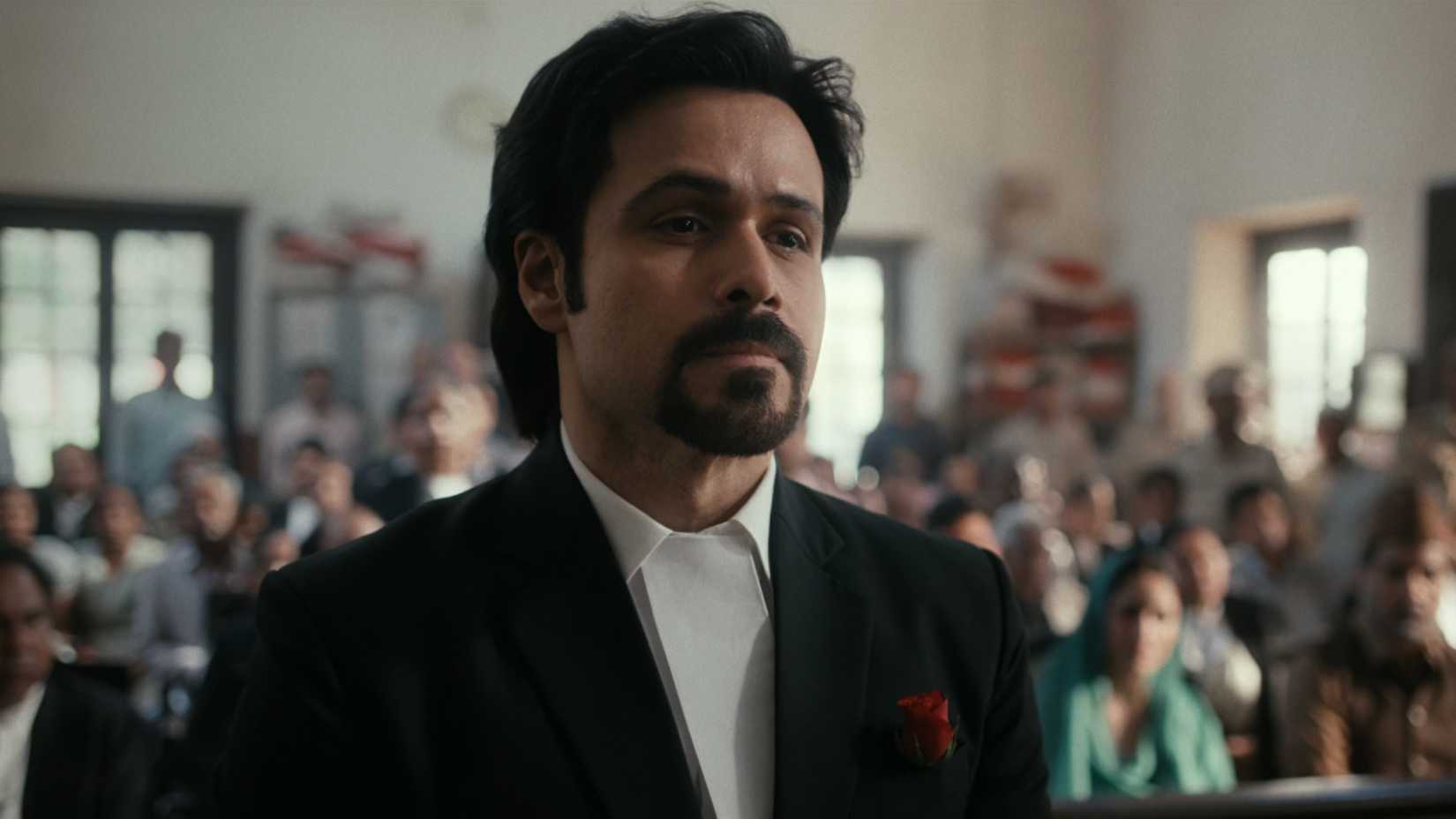 Man looking stoic and somewhat sad in Haq