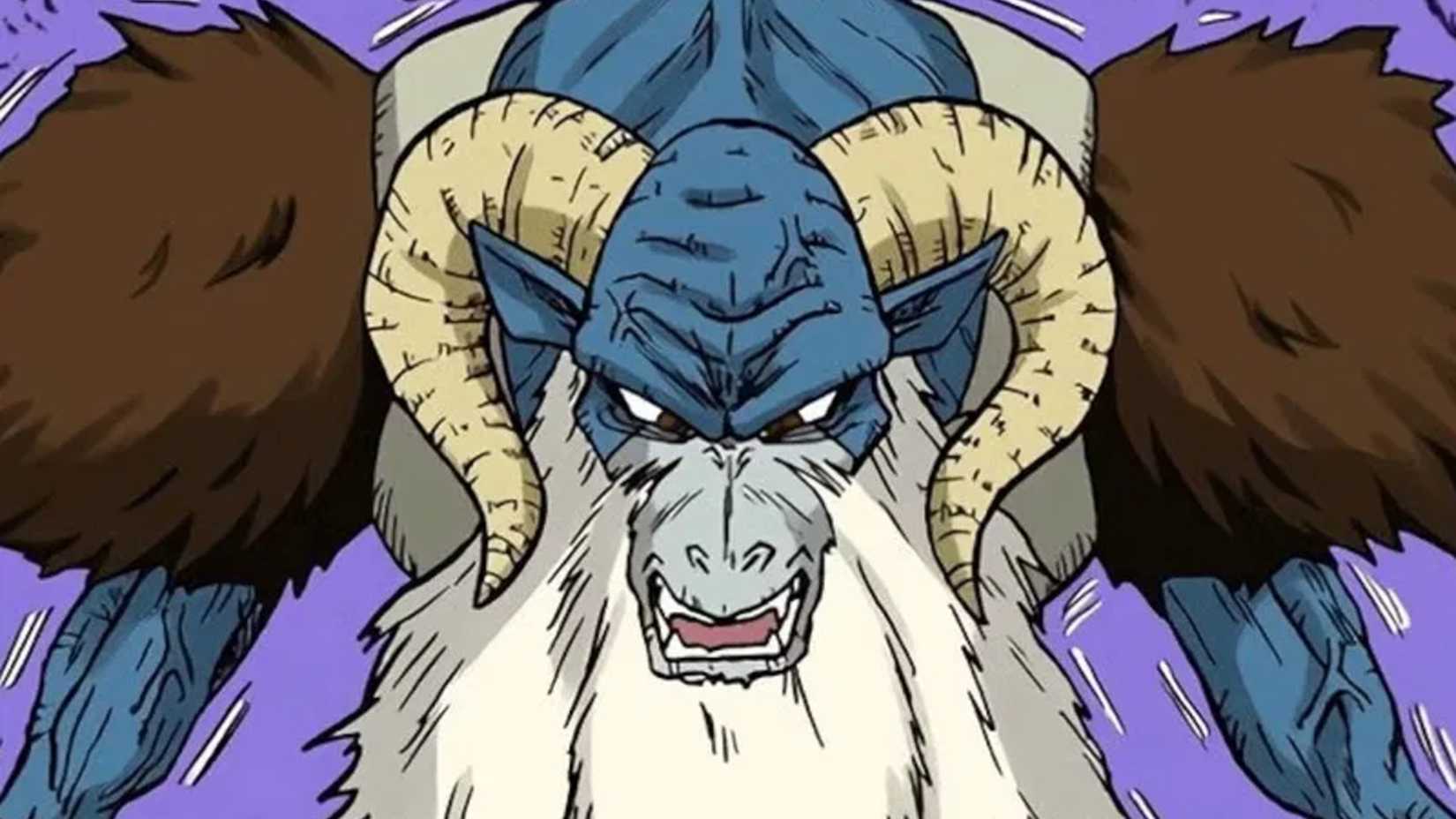 Moro screaming against a purple background in the Dragon Ball Super manga.