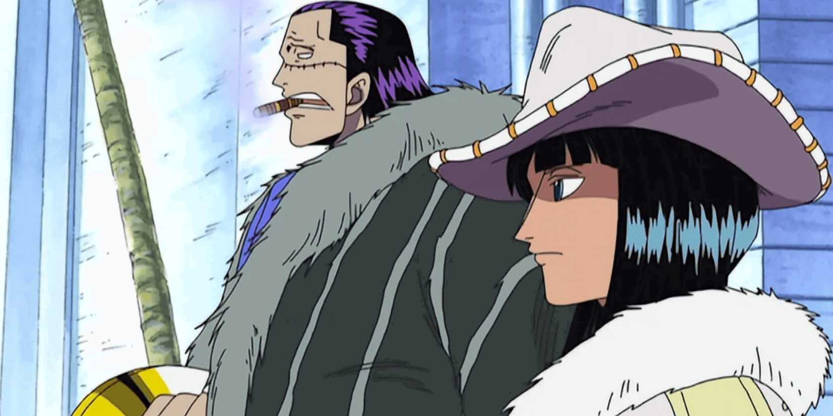 Mr 0 e Miss All Sunday no anime de One Piece.