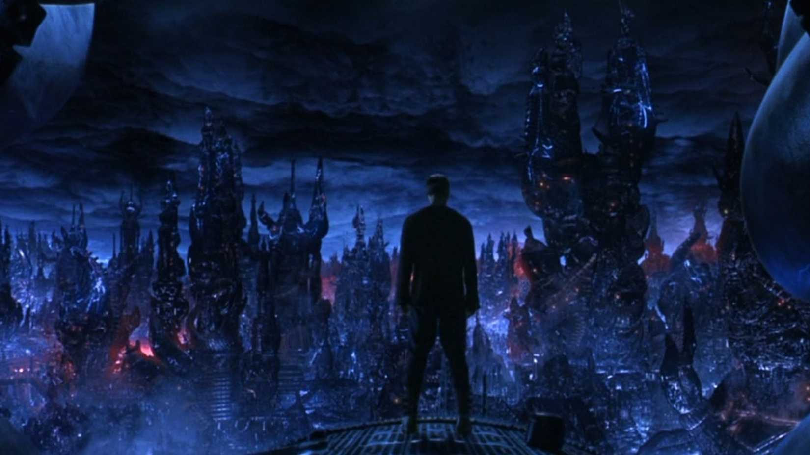 neo faces the machines in the matrix